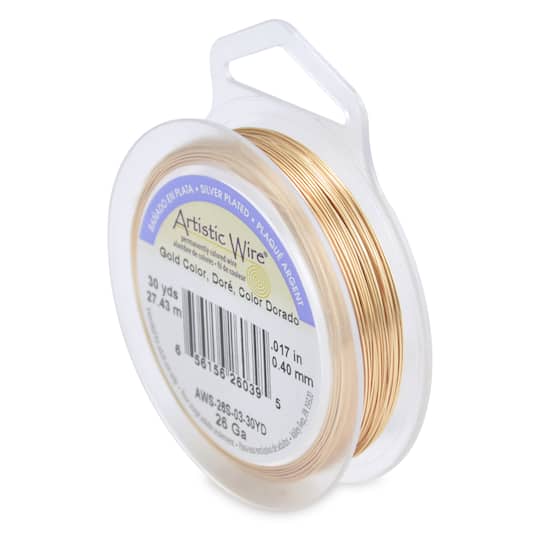 Artistic Wire® 26 Gauge Silver Plated Gold Colored Copper Wire